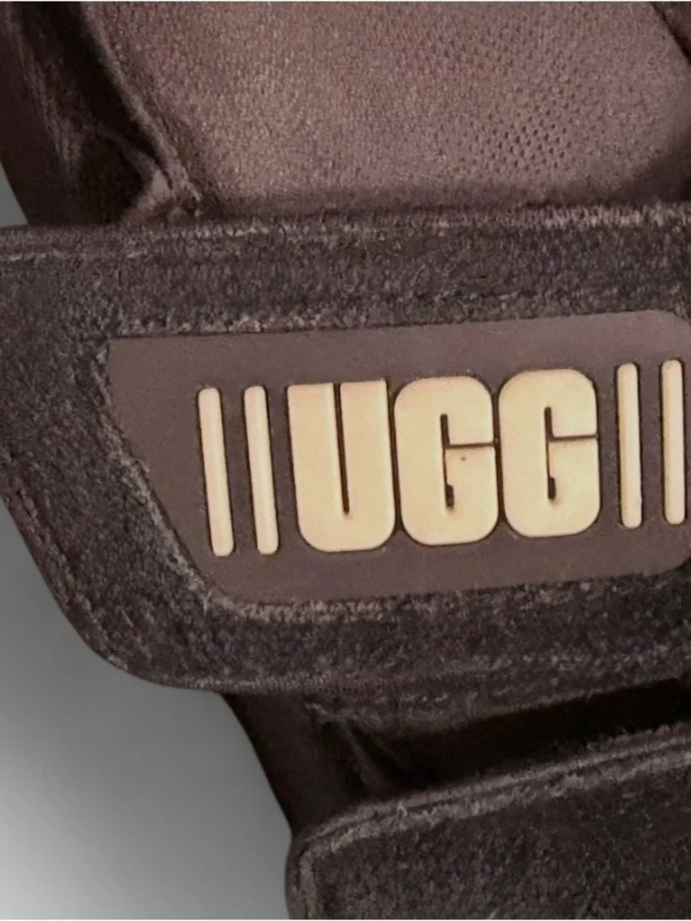 UGG Greer Black Suede Platform Slide Sandals Women’s Size 9.5 Y2K Logo Chunky